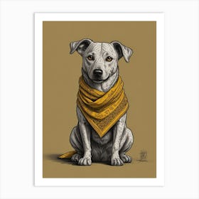 Dog With Yellow Bandana Art Print