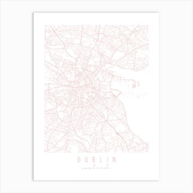 Dublin Ireland Light Pink Minimal Street Map Art Print