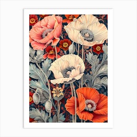 Poppies Inspired By William Morris 2 Art Print