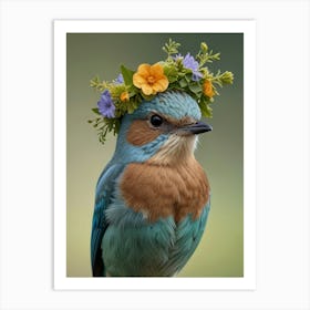 Bird With Flower Crown 6 Art Print