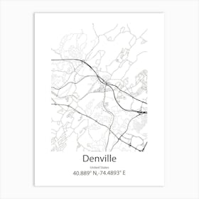 Denville,United States Minimalist Map Art Print