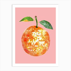 Disco Ball Orange Pink Art Disco Poster Trendy Aesthetic Art Food Kitchen Art Print