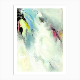 WAVE OF SERENITY - Pastel and Neon Pink Yellow and Blue "Swimming" Abstract Painting by  "COLT X WILDE"  Art Print