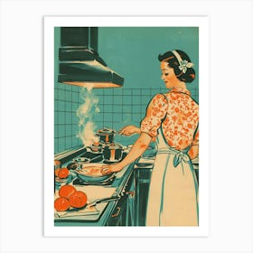 In The Kitchen Retro Illustration 2 Art Print