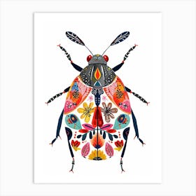 Colourful Insect Illustration June Bug 10 Art Print