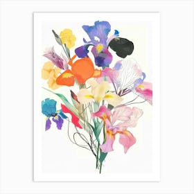 Iris 3 Collage Flower Bouquet Art Print