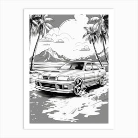 Subaru Impreza Wrx Sti Tropical Drawing 1 Art Print