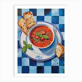 Tomato Soup Blue Checkered Art Print