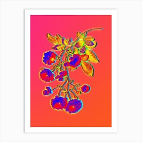 Neon Pink Rambler Roses Botanical in Hot Pink and Electric Blue n.0359 Art Print