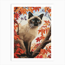 Tokinese Cat Relief Illustration 2 Art Print