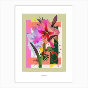 Amaryllis 1 Neon Flower Collage Poster Art Print