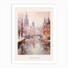 Dreamy Winter Painting Poster Bruges Belgium 2 Art Print