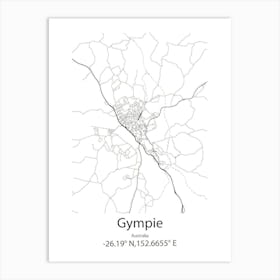 Gympie,Australia Minimalist Map Art Print