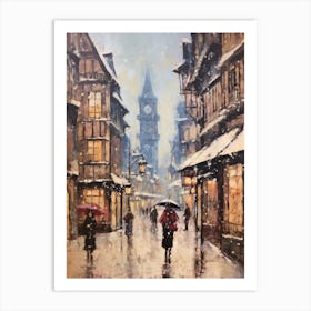 Vintage Winter Painting Strasbourg France Art Print