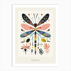 Colourful Insect Illustration Damselfly 3 Poster Art Print