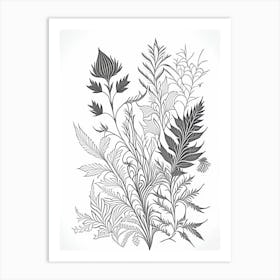 Henna Herb William Morris Inspired Line Drawing 2 Art Print