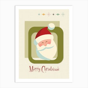 Mid Century Modern Christmas Santa Art Print