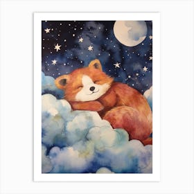 Baby Red Panda 3 Sleeping In The Clouds Art Print