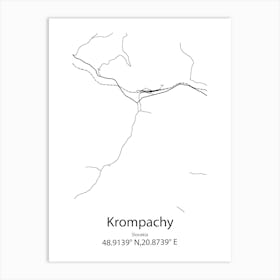 Krompachy,Slovakia Minimalist Map Art Print