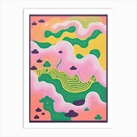 Abstract Landscape Risograph Style Purple Art Print