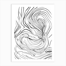 Black And White Drawing Of A Wave Art Print