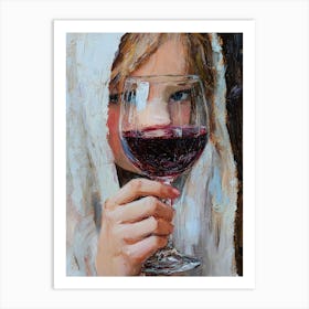 Girl With A Glass Of Wine 1 Art Print