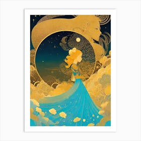 Girl In The Blue Dress Art Print