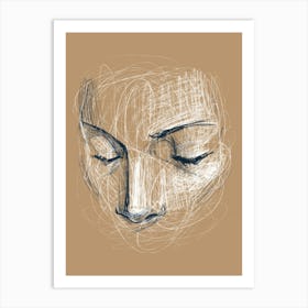 Drawing Of A Woman'S Face Art Print