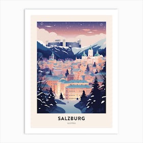 Winter Night  Travel Poster Salzburg Austria 1 Art Print