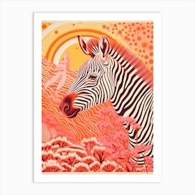 Zebra Orange & Pink Pattern 2 Art Print