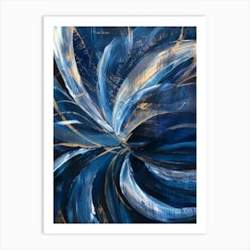 Blue And Gold Abstract Painting 16 Art Print