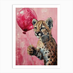 Cute Cougar 1 With Balloon Art Print