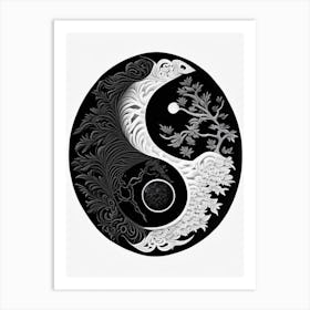 Minimal Yin and Yang 4 Linocut Art Print