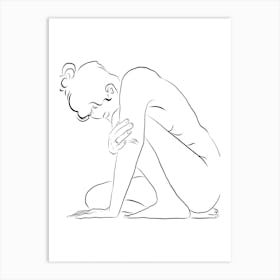 Crouching Woman Line Art Art Print