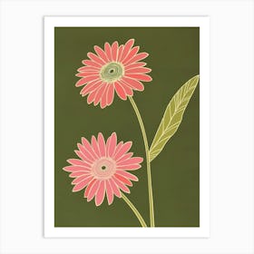 Pink & Green Gerbera Daisy 3 Art Print