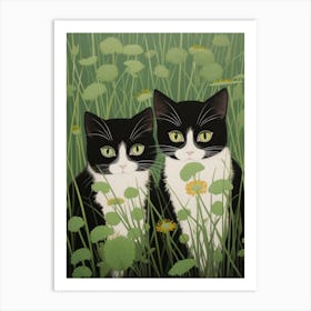 Two Cats In The Grass 2 Art Print