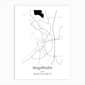 Angelholm,Sweden Minimalist Map Art Print