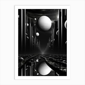 Parallel Universes Abstract Black And White 2 Art Print