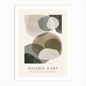 Galerie D'Art Abstract Abstract Circles Beige Green 4 Art Print