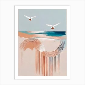 From Birds And Cricles - Abstract Minimal Boho Beach Art Print