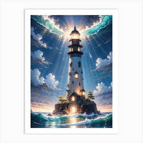 A Lighthouse In The Middle Of The Ocean 48 Art Print