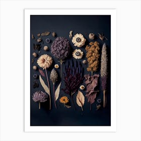 Dark Dried Flowers Collection Purple Art Print