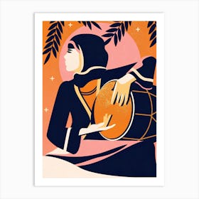 Arabic Woman With Drum Art Print