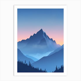 Misty Mountains Vertical Composition In Blue Tone 68 Art Print
