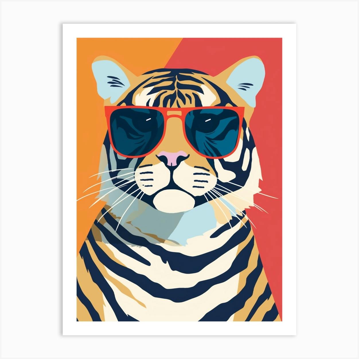 Tiger Wearing Sunglasses Vector Cartoon Clipart - FriendlyStock