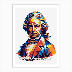 Wolfgang Amadeus Mozart 02 Portrait WPAP Pop Art Art Print