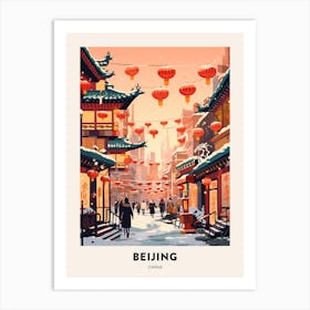 Vintage Winter Travel Poster Beijing China 3 Art Print