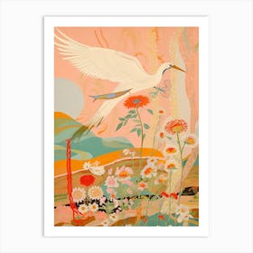 Maximalist Bird Painting Stork Art Print