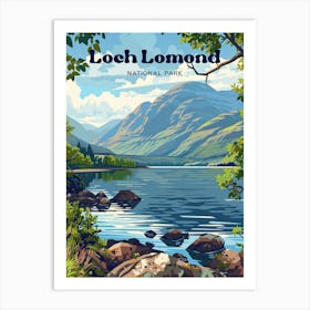 Loch Lomond National Park Scotland Travel Art Illustration Art Print