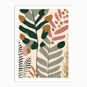 Christmas Fern Wildflower Modern Muted Colours 1 Art Print